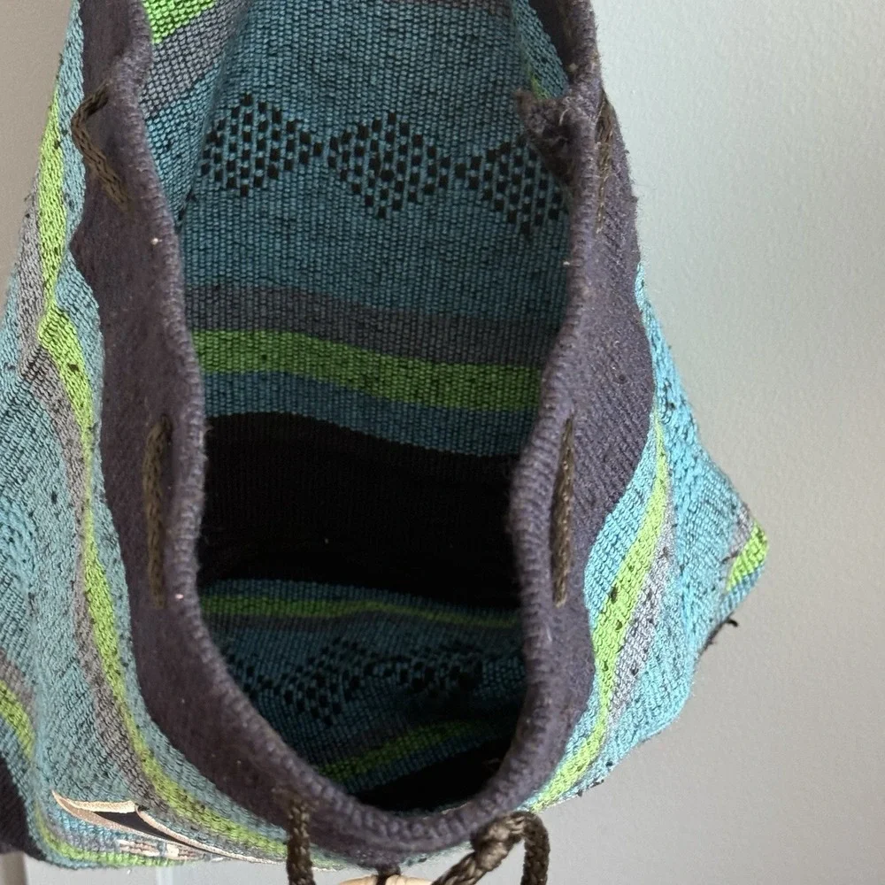 Seattle Seahawks Baja Woven Backpack Cinch Sack Boho NFL Blanket Bag 15x15